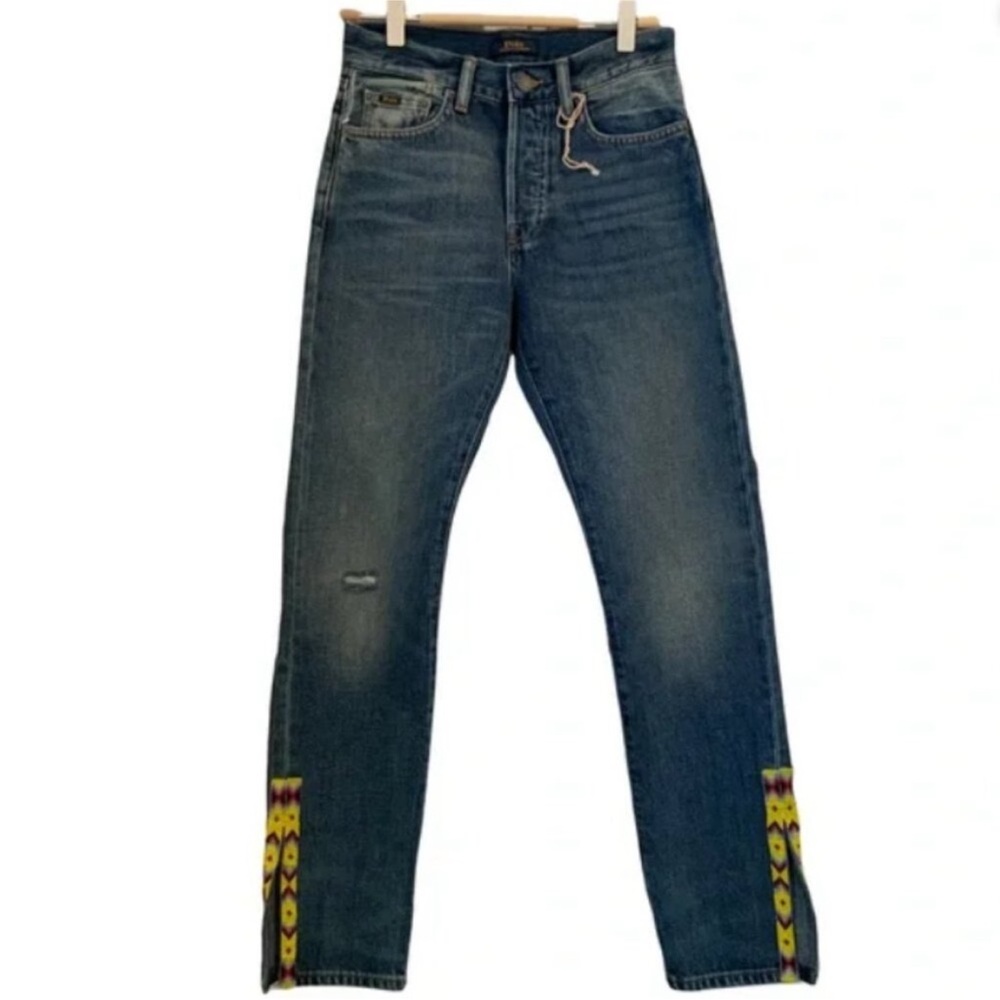 Women’s Blue Jeans with Patterned Accents Polo 26R